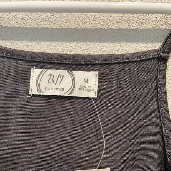 NWT- Dark Gray Cami with ruffle neck line size medium - Picture 2 of 5